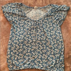 Blue floral blouse